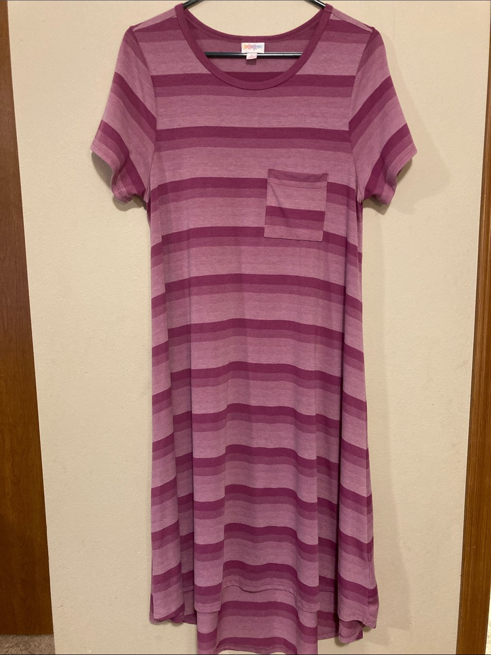LuLaRoe Pink Striped Pocket Casual Dress